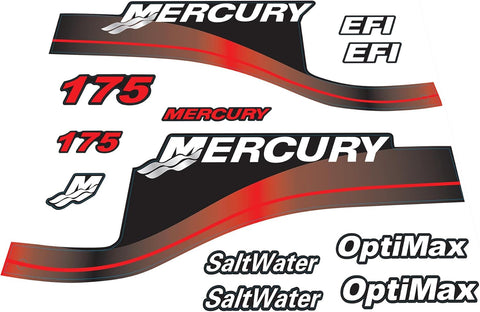 Mercury 175 HP Outboards Motor Top Cowl Cove Decal Sticker Set 824911A00， 879756A04 - JLM Marine - JLM Marine Boat Parts Limited