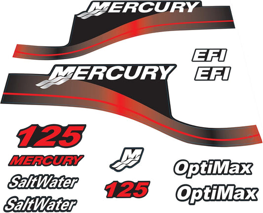  Mercury 125 hp decal set EFI saltwater Opimaxblue 803166A00 