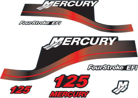 Mercury 125 HP Outboards Motor Top Cowl Cove Decal Sticker Set 803166A00, 823410A00 - JLM Marine - JLM Marine Boat Parts Limited