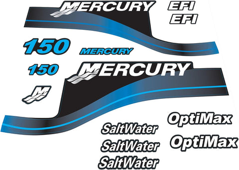 Mercury 150 HP Outboards Motor Top Cowl Cove Decal Sticker Set 854294A00, 808553A00, 808552A00 - JLM Marine - JLM Marine Boat Parts Limited