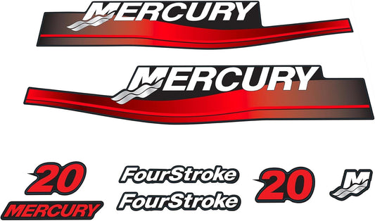 Mercury 20 HP Outboards Motor Top Cowl Cove Decal Sticker Set