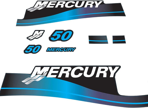 Mercury 50 HP Outboards Motor Top Cowl Cove Decal Sticker Set 852079A00 , 826337A00, 883525A02, 859267 - 7 - JLM Marine - JLM Marine Boat Parts Limited