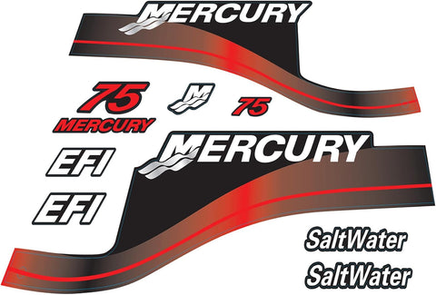 Mercury 75 HP Outboards Motor Top Cowl Cove Decal Sticker Set 804855A05, 804855A00, 808549A00 - JLM Marine - JLM Marine Boat Parts Limited