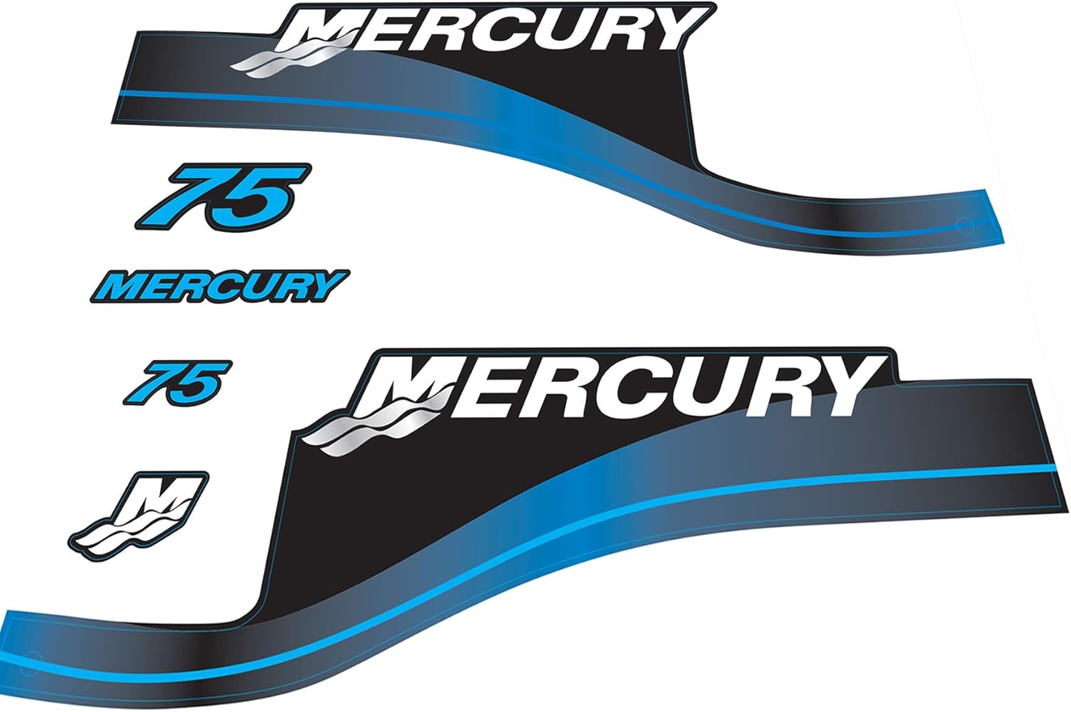Mercury 75 HP Outboards Motor Top Cowl Cove Decal Sticker Set 804855A05, 804855A00, 808549A00 - JLM Marine - JLM Marine Boat Parts Limited