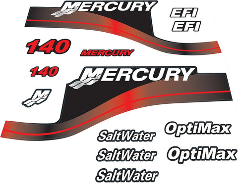 Mercury 140HP Outboards Motor Top Cowl Cove Decal Sticker Set 826333A00, 879760A03 - JLM Marine - JLM Marine Boat Parts Limited
