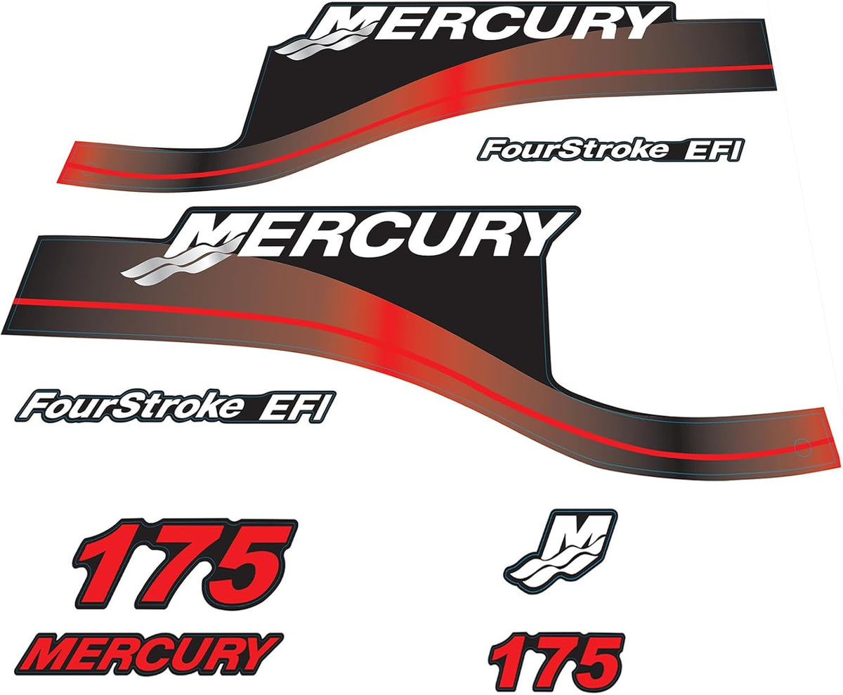Mercury 175 HP Outboards Motor Top Cowl Cove Decal Sticker Set 824911A00， 879756A04 - JLM Marine - JLM Marine Boat Parts Limited