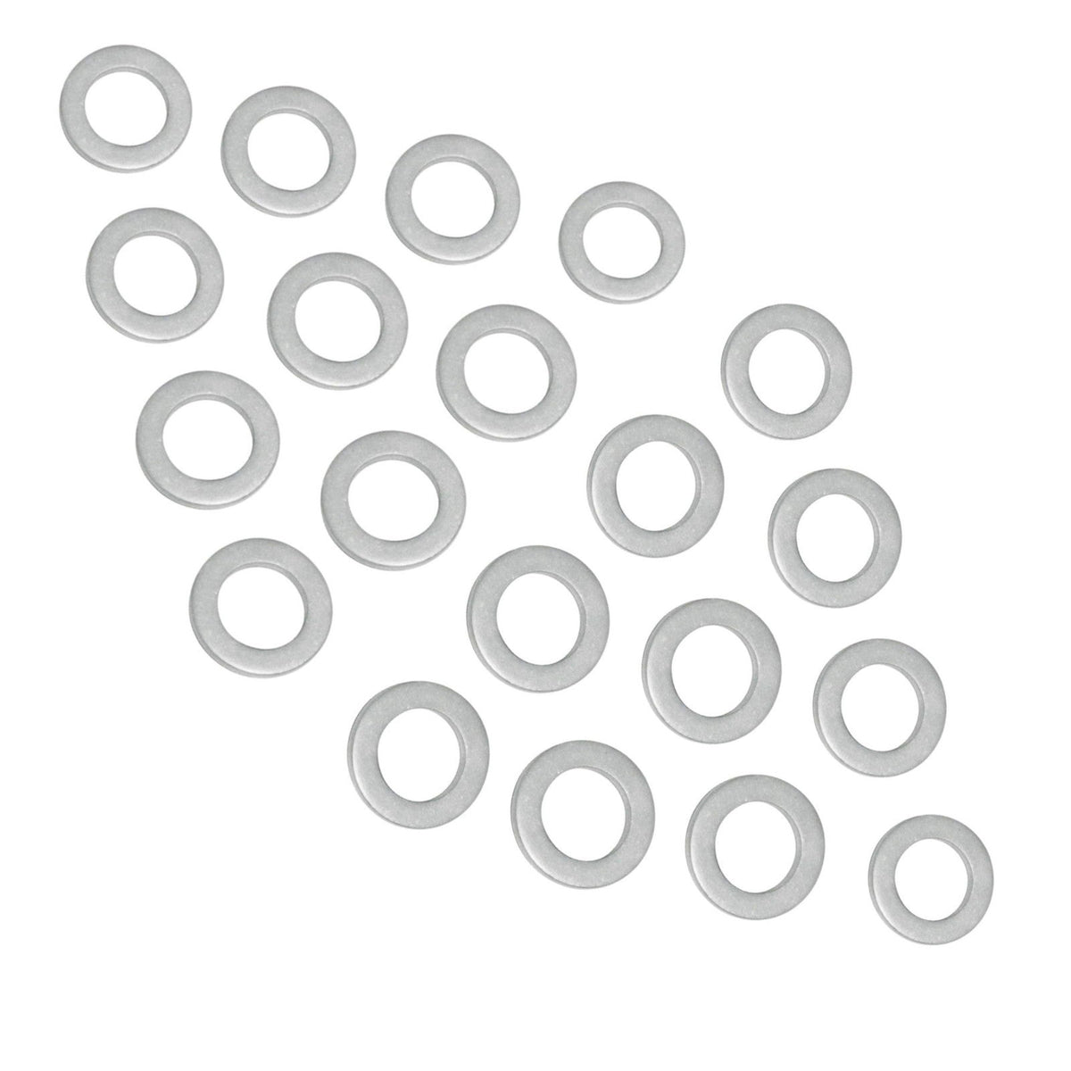 photo of 21 JLM Marine silver ring-shaped oil drain plug crush seal washers, 09168-12012, for Suzuki DF 25-350 engines