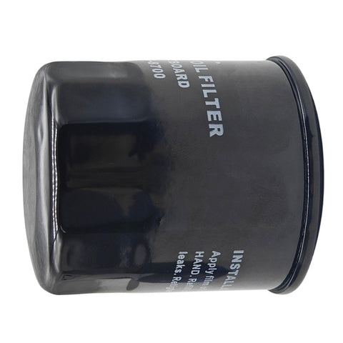 photo of jlm marine oil filter 18-8700 for yamaha 15-70 hp, black with silver text and metallic rims