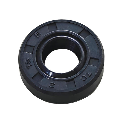 photo of jlm marine oil seal p/n 93106-09014-26-82257m-1 for yamaha 30-300 hp outboards and mercury 60-225 hp outboards, black round with raised outer edge, TC marking, 5 and 19 embossed