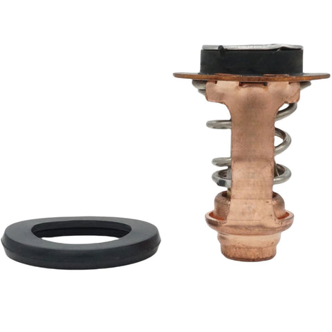 photo outboard thermostat for yamaha 2-stroke 60v-12411 100-300 hp copper body with spring and rubber seal, black rubber gasket