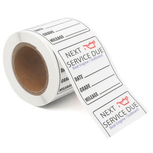 Marine Next Service Due Reminder Labels 2" X 2" – Fits Boats, Yachts & PWC