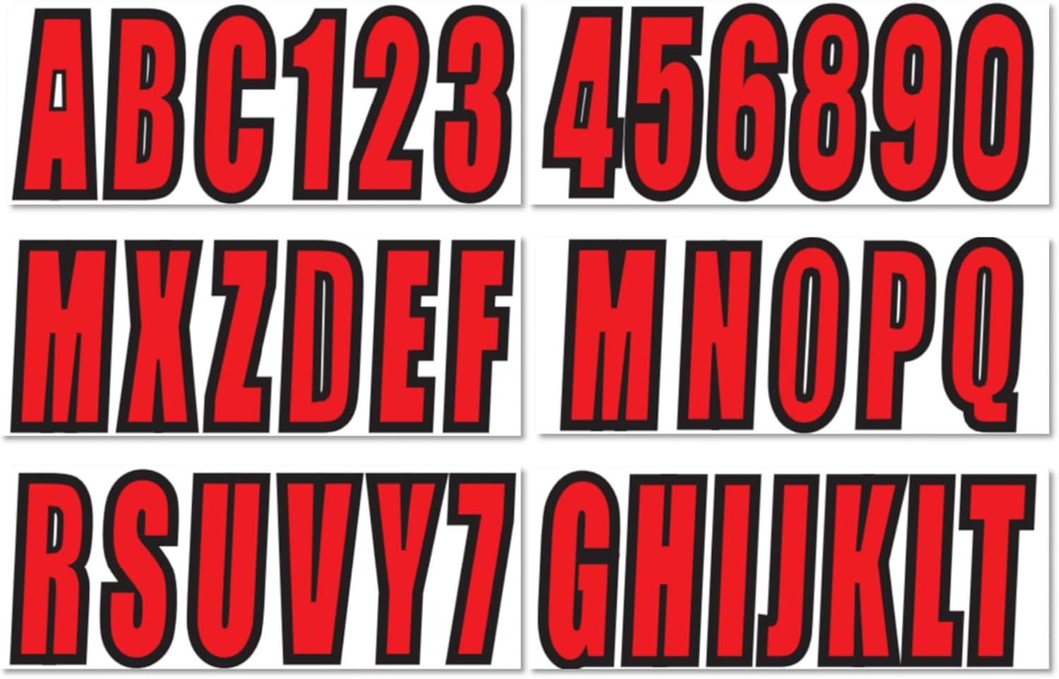 3 Inch Registration Decal Sticker kit for boats and power watercraft vehicles, includes four sets of A-Z and four sets of 0-9 - JLM Marine - JLM MARINE