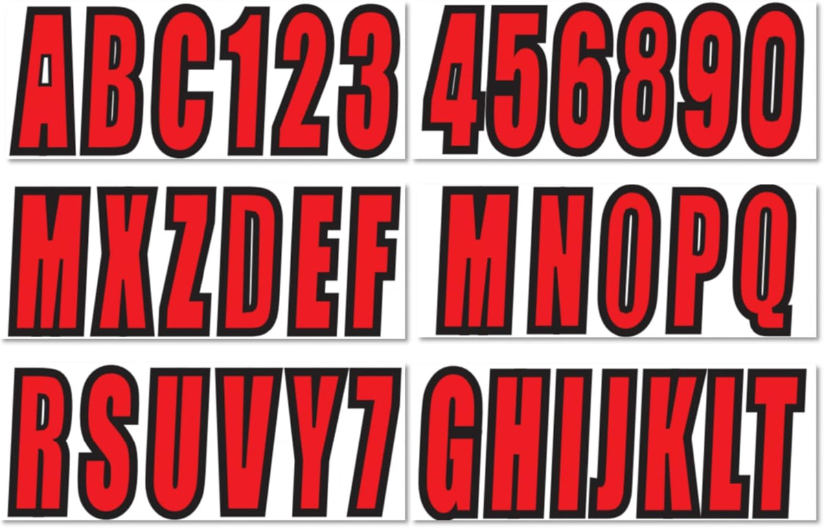 3 Inch Registration Decal Sticker kit for boats and power watercraft vehicles, includes four sets of A - Z and four sets of 0 - 9 - JLM Marine - JLM Marine Boat Parts Limited