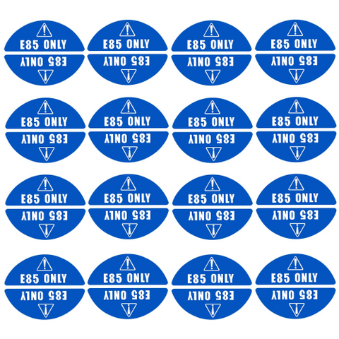 E85 Only Stickers for Fuel Caps – Fits Fleet Vehicles, Trucks, Vans (16 Pairs)
