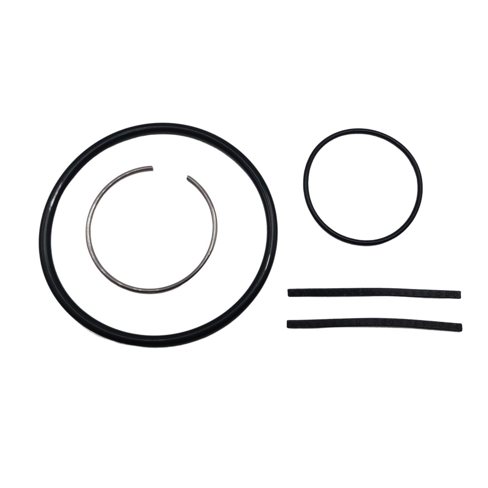 photo of jlm marine seal kit 26-8m0142979 with three black rubber o-rings and two perforated rubber bands