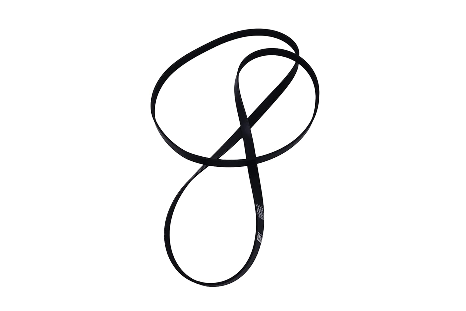 photo of jlm marine serpentine belt 8638763 for mercruiser v6 v8, abstract infinity shape, black rubber, smooth surface