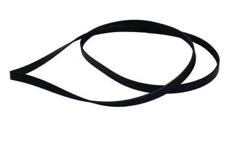 photo of jlm marine serpentine belt for mercruiser v6 v8 engine 8638763, black ribbed rubber, flexible, isolated
