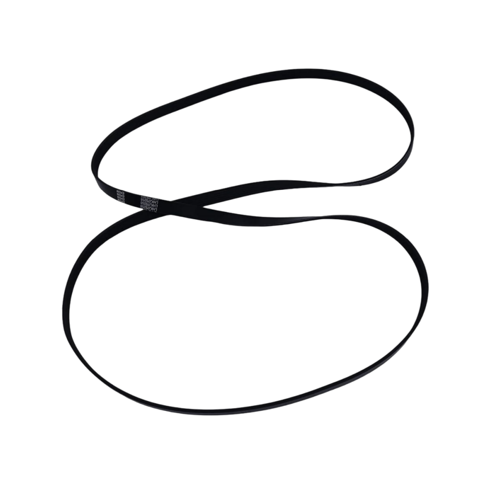 photo of jlm marine serpentine belt 8638763 for mercruiser v6 v8 engine, black rubber epdm material, l8725b part number, elongated oval shape