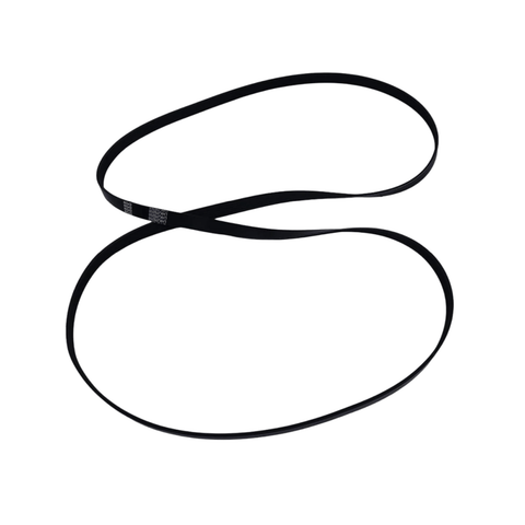 photo of jlm marine serpentine belt 8638763 for mercruiser v6 v8 engine, black rubber epdm material, l8725b part number, elongated oval shape