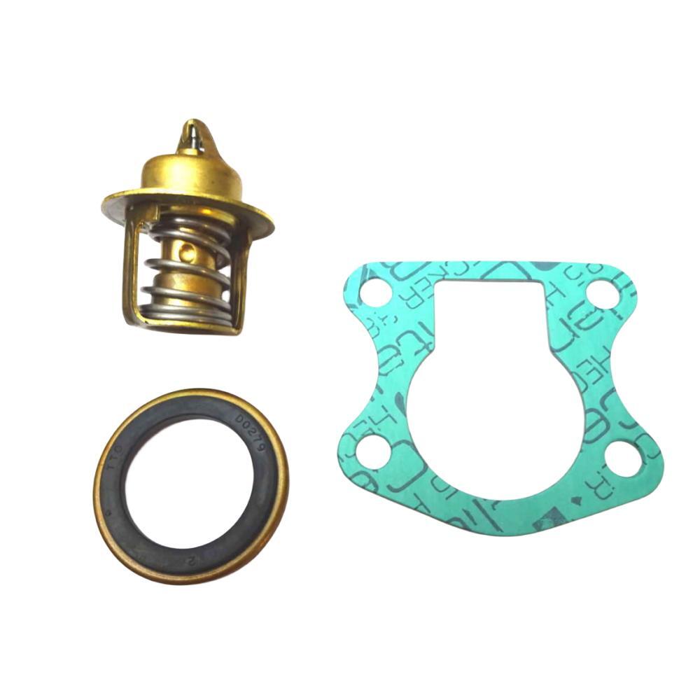 thermostat kit for force 70hp 75hp 85hp 90hp 120hp 125hp 150hp 1990 thru 1999 f664068 brass thermostat with black seal featuring gold rim and teal gasket