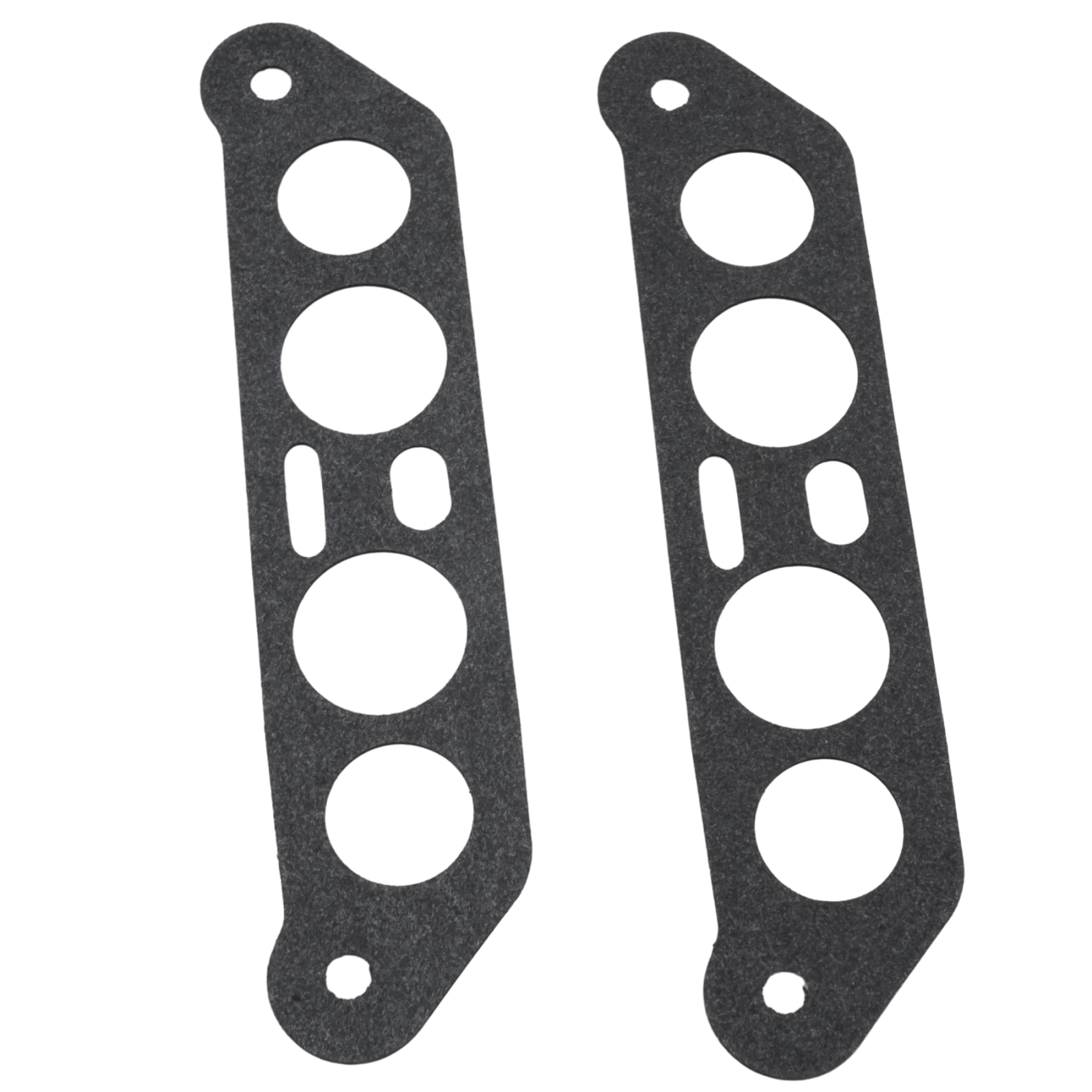 photo of jlm marine thermostat gasket for johnson evinrude v4 crossflow outboard engines 18-3673, textured grey rubber with multiple circular and oval cutouts for sealing