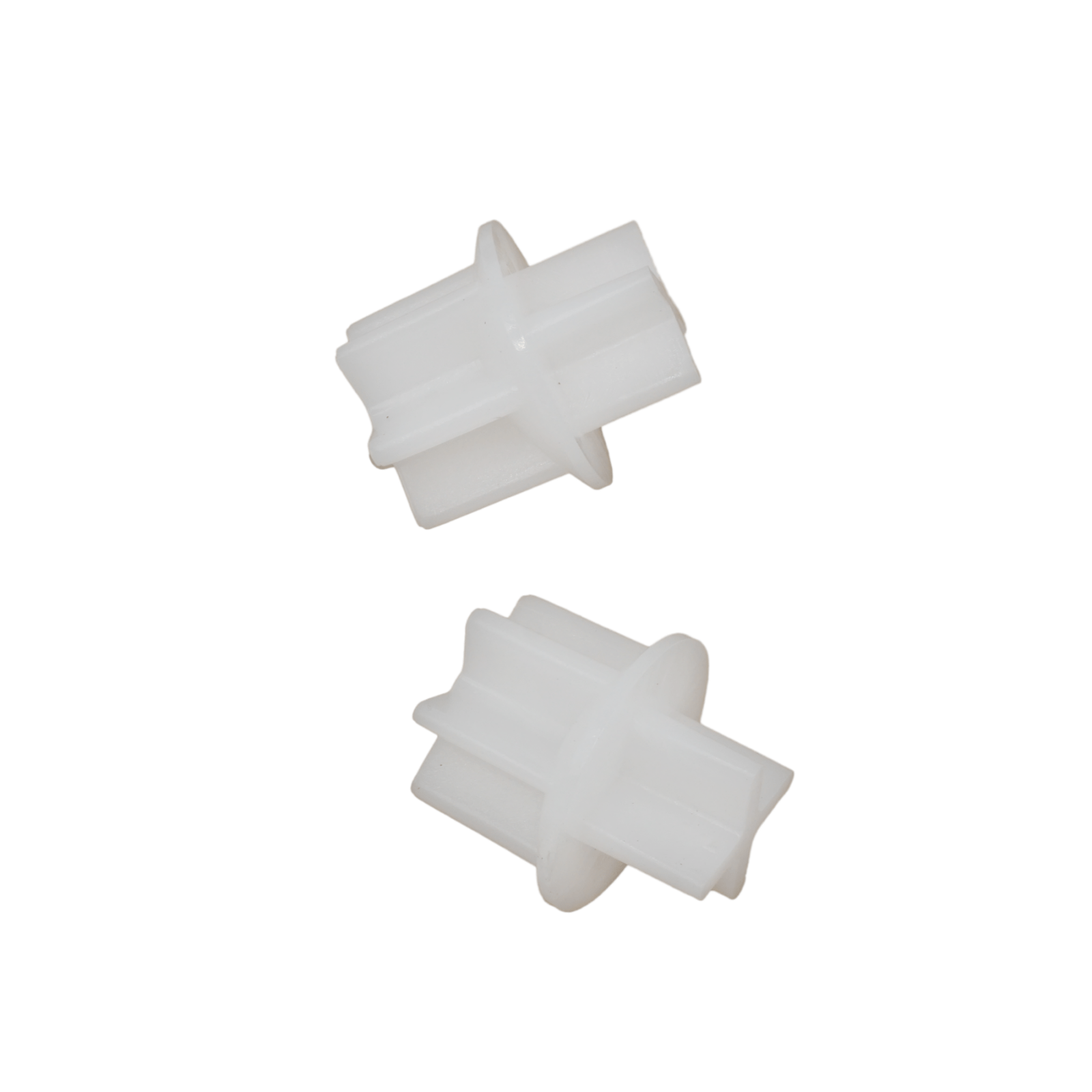 photo of jlm marine thermostat kit 18-3673 for johnson evinrude v4 crossflow outboards, six-pointed star shape with central hub, translucent white