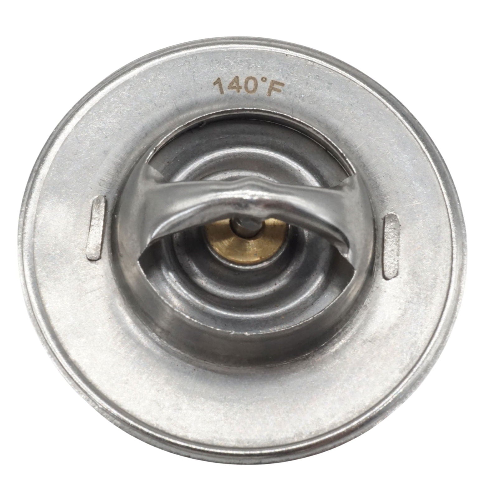 photo of jlm marine thermostat repair kit 807252q4 for mercruiser v6 v8 stern drive motors, metallic disc ribbed casing brass spring mechanism 140°f stamp