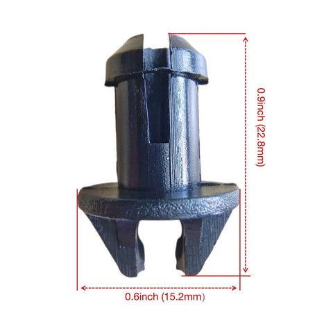 photo of jlm marine throttle lever linkage swivel bushing 23-932481 for mercury mercruiser, black plastic, mushroom shape, ribbed stem, split flared end, 0.9 inch height
