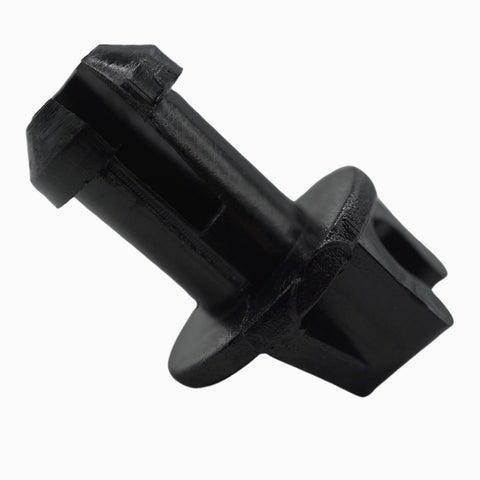 photo of JLM Marine throttle lever linkage swivel bushing 23-932481 for Mercury Mercruiser, black plastic, tapered polygonal end with grooves, flat base with cutout