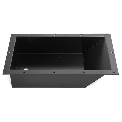 photo, JLM Marine trolling motor tray for Minn Kota, black aluminum recessed box with mounting flange and interior cable hole