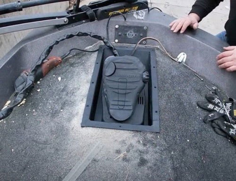 jlm marine trolling motor tray black carpet cutout recessed electronic device with cable