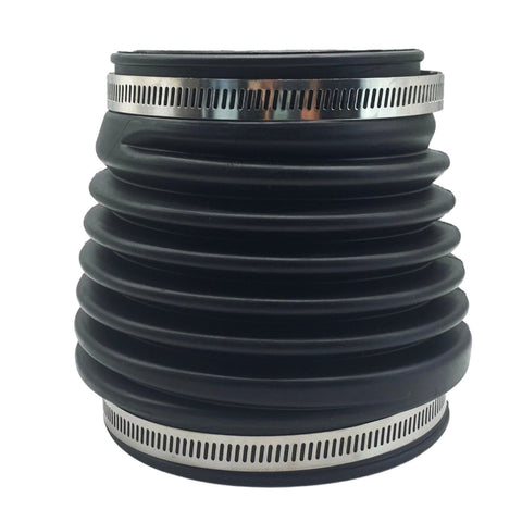 photo of black synthetic rubber u-joint drive bellows for volvo penta stern drive ad aq bb dp pt dpx sp models 876294 with silver hose clamps