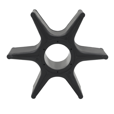 photo of jlm marine water pump impeller kit 18-3283 black star-shaped rubber with six pointed blades