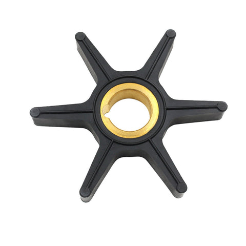 photo of JLM Marine water pump impeller kit 821354a2 for Mercury 25-50 hp, black rubber impeller with brass hub and six tapered vanes