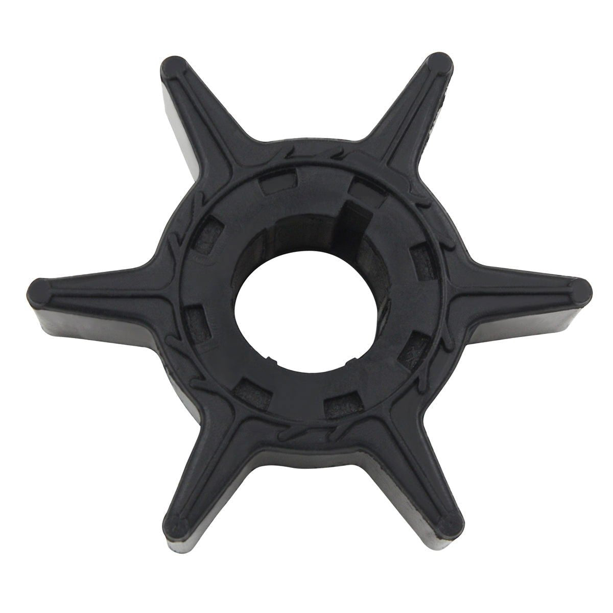 JLM Marine water pump impeller for Yamaha 20-25hp 6l2-44352-00, black rubber six bladed circular design