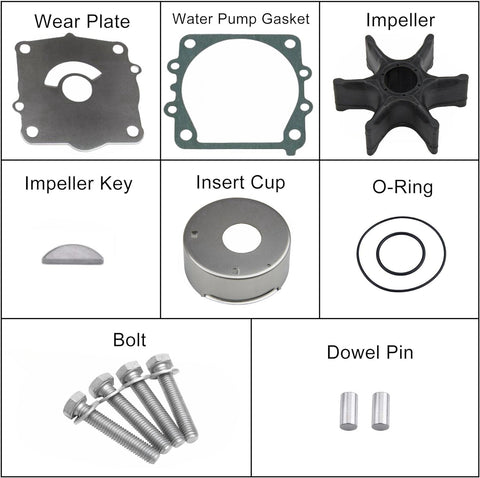 Water Pump Impeller Kit for Yamaha 50 75 90 115 130 HP 68V-W0078 - JLM MARINE