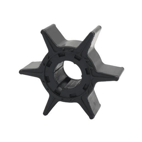 jlm marine water pump impeller for yamaha 20-25hp 6l2-44352-00-00 photo black rubber six flexible blades circular center hole elevated angle