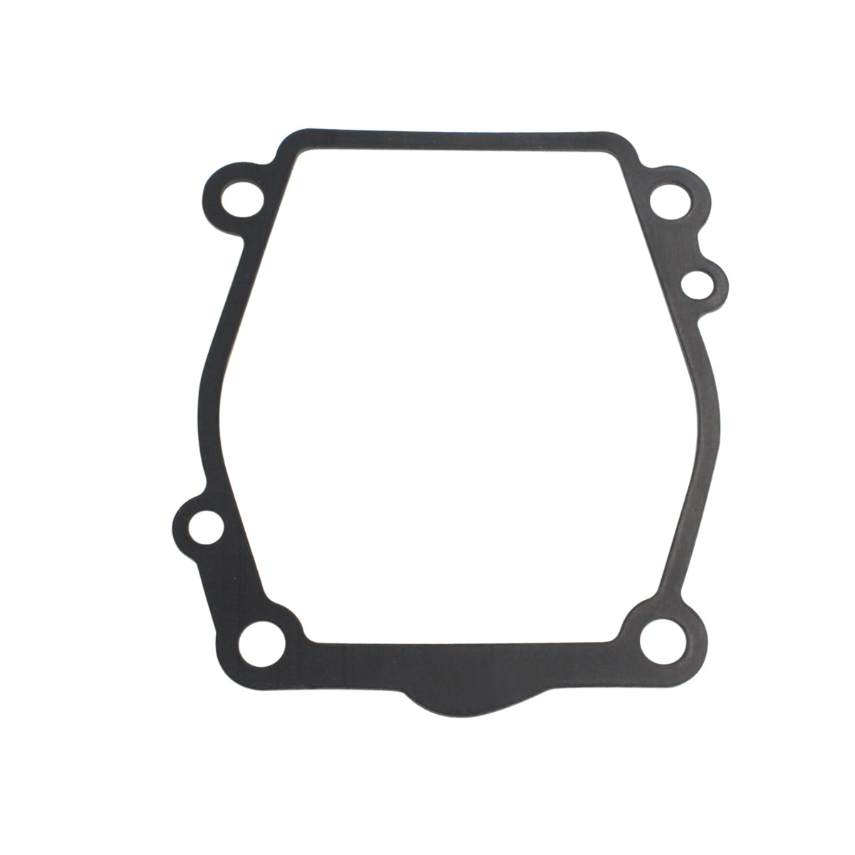 photo of jlm marine water pump gasket for suzuki dt 150-225 hp 17400-87d11, black hexagonal shape with seven holes, smooth matte finish