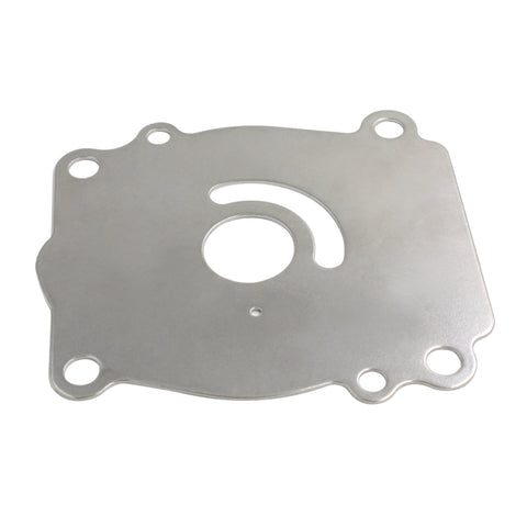 photo of jlm marine water pump service kit 17400-87d11 for suzuki 150-225hp outboards, flat brushed silver metal plate with multiple circular holes and irregularly shaped cutouts