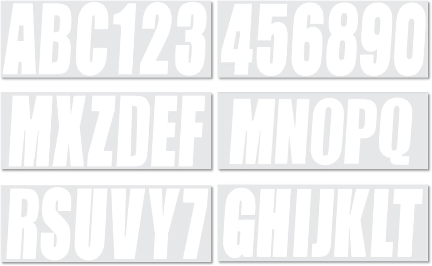 3 Inch Registration Decal Sticker kit for boats and power watercraft vehicles, includes four sets of A-Z and four sets of 0-9 - JLM Marine - JLM MARINE