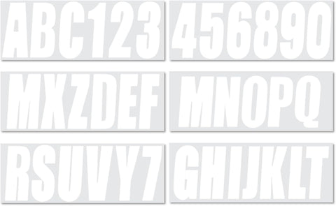 3 Inch Registration Decal Sticker kit for boats and power watercraft vehicles, includes four sets of A-Z and four sets of 0-9 - JLM Marine - JLM MARINE