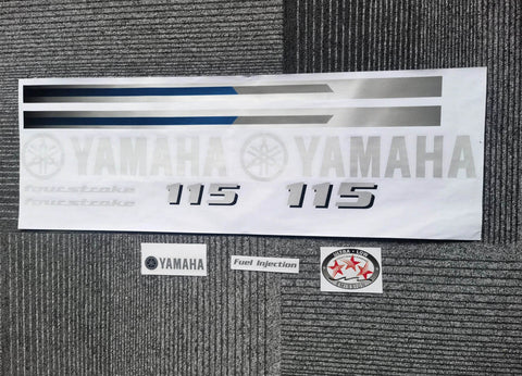 Yamaha 115HP Four Stroke Outboard Cowling Cover Decals - Premium Reproduction Set with Ultra Low Emission Certification