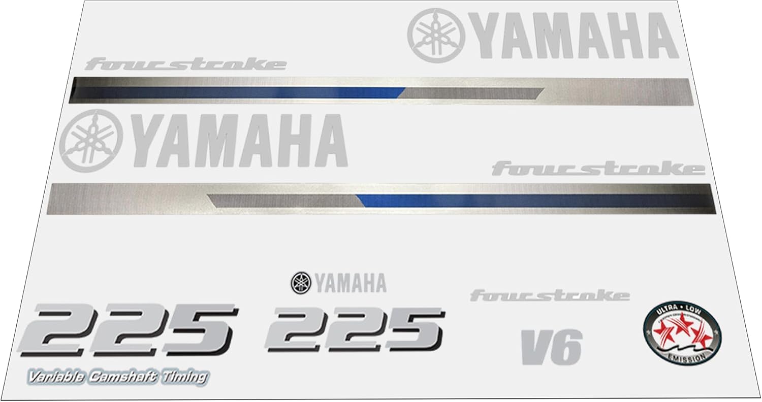 Yamaha 225 HP Outboards Motor Top Cowl Cove Decal Sticker Kit - JLM Marine - JLM Marine Boat Parts Limited