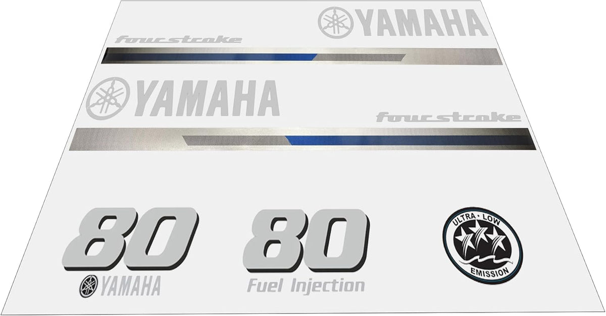 Yamaha 80 HP Outboards Motor Top Cowl Cove Decal Sticker Kit - JLM Marine - JLM Marine Boat Parts Limited
