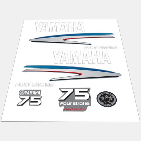 Yamaha 75 HP Outboards Motor Top Cowl Cove Decal Sticker Kit - JLM Marine - JLM Marine Boat Parts Limited
