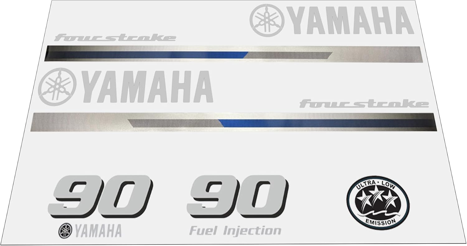 Yamaha 90 HP Outboards Motor Top Cowl Cove Decal Sticker Kit - JLM Marine - JLM Marine Boat Parts Limited