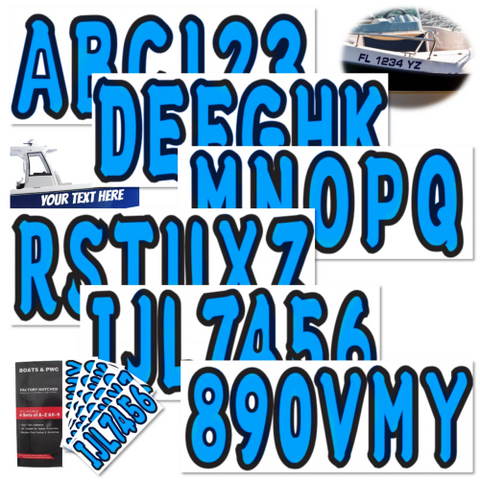 3" Boat Registration Letter & Number Decal Kit – Blue Smooth Font, Waterproof (NorthBoat)