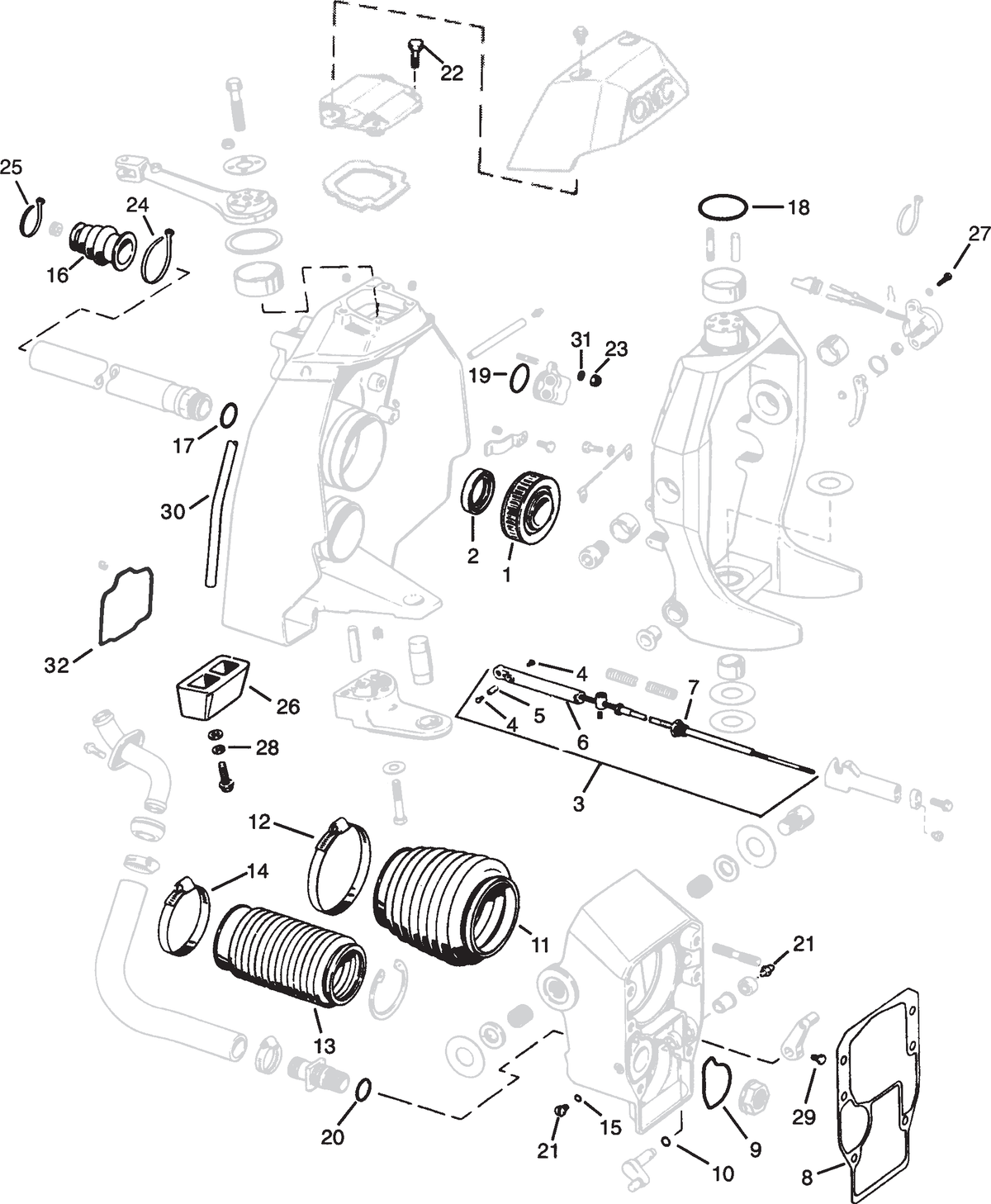 Transom Seal Rebuild Bellow Kit for Volvo Penta SX DP and Cobra Stern or Out Drive         3854127