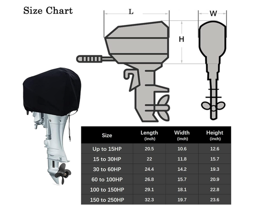 Outboard Motor Cover – Fits Mercury/Suzuki/Evinrude/Yamaha/Honda/Tohatsu 100-150 HP (Universal Fit)