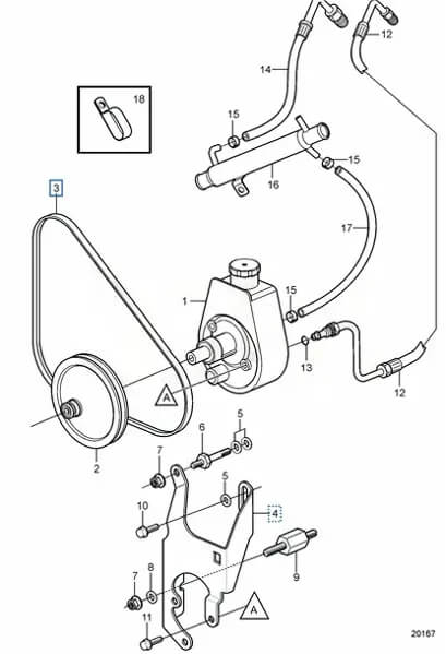V-Belt / Power Steering Belt for Volvo Penta, OMC 3.8L, 4.3L, 5.0L, 5.7L Engines (3852464) - JLM MARINE